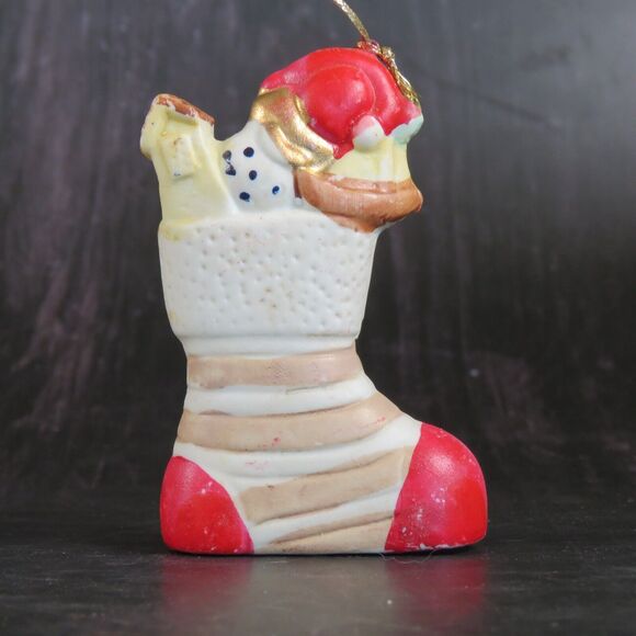 Lot of 8 Vintage Christmas Tree Ornaments Snowman Stocking Penguin Mouse Ceramic - Picture 11 of 16